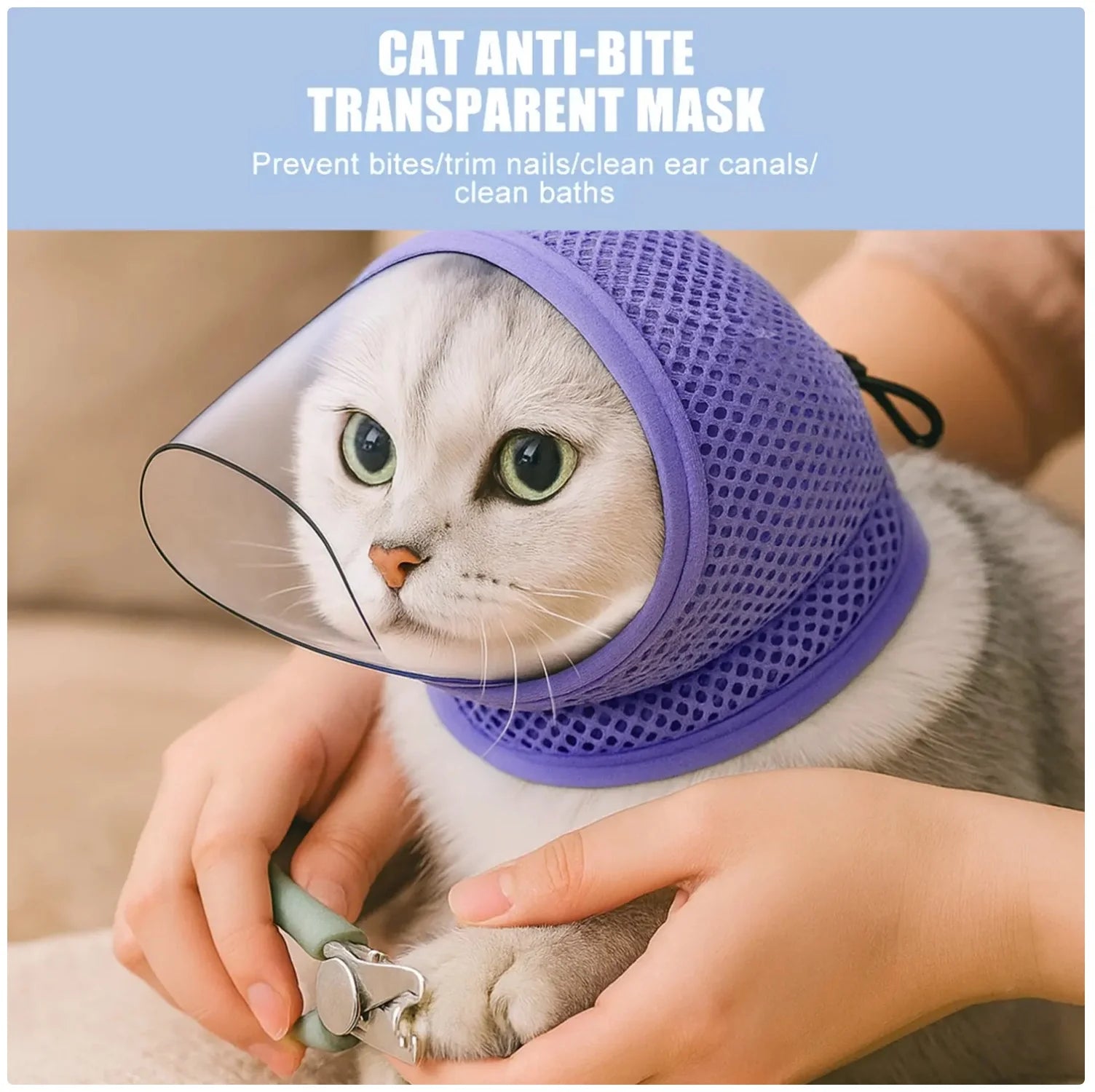 Cat anti - Bite Transparent Mask - Breathable Mesh Cat Face Shield for Grooming & Protection