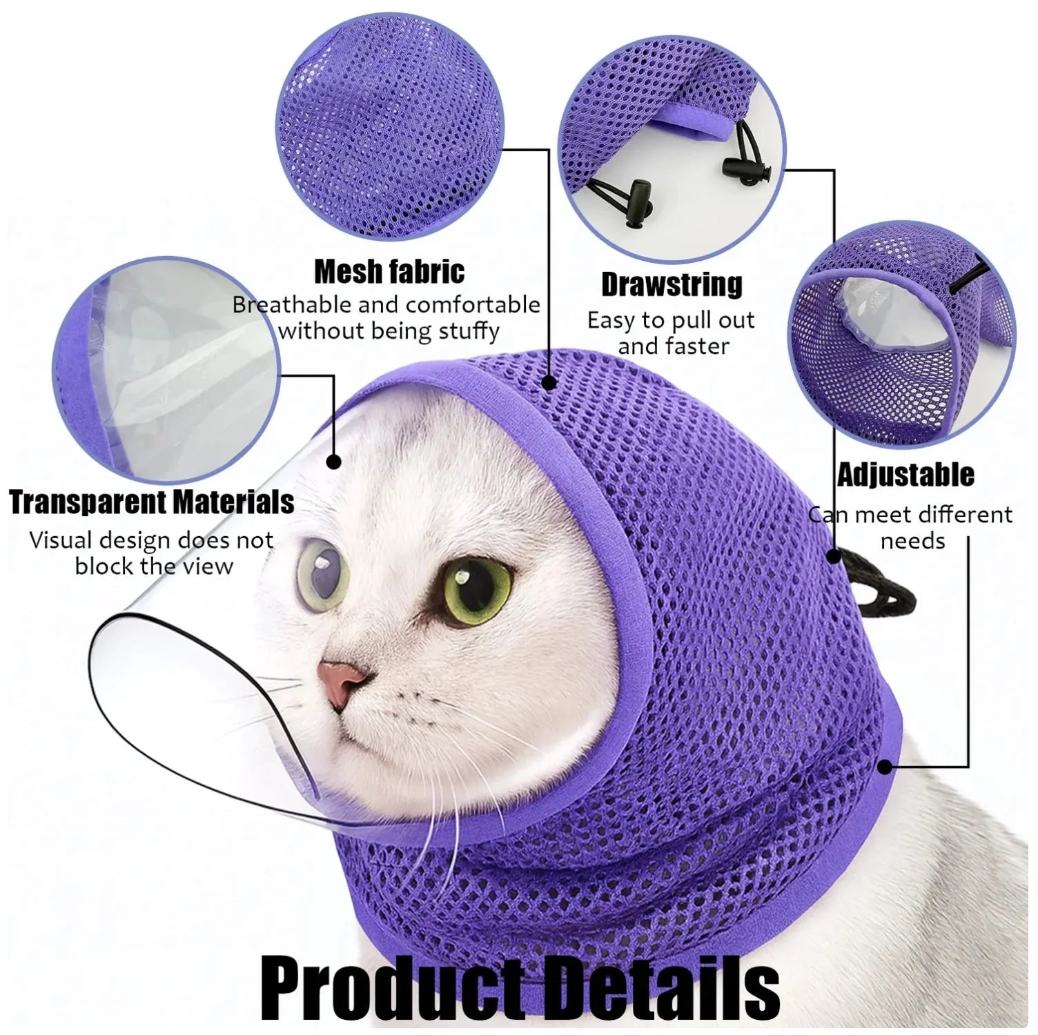 Cat anti - Bite Transparent Mask - Breathable Mesh Cat Face Shield for Grooming & Protection
