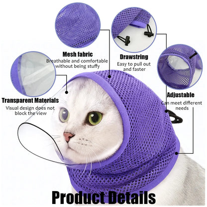 Cat anti - Bite Transparent Mask - Breathable Mesh Cat Face Shield for Grooming & Protection